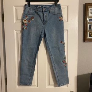 Embroidered Jeans High Rise Jegging Crop Size 10